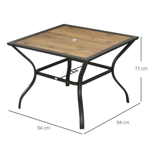 Outsunny Outsunny Garden Table with Parasol Hole w/ PC Board Tabletop for 4 Persons - Garden Table