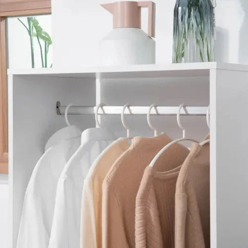Unbranded Open Wardrobe Clothes Rail Bedroom Clothes Storage w/ Hanging Rod Shelves White - Wardrobe