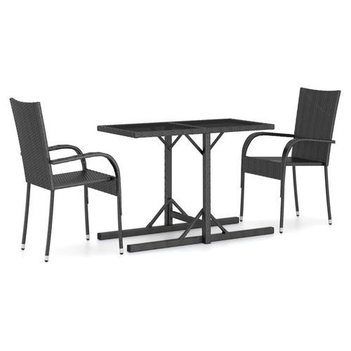 vidaXL vidaXL 3 Piece Garden Dining Set with Glass Top for Stylish Outdoor Dining - Garden Set