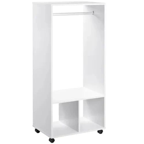Unbranded Open Wardrobe Clothes Rail Bedroom Clothes Storage w/ Hanging Rod Shelves White - Wardrobe