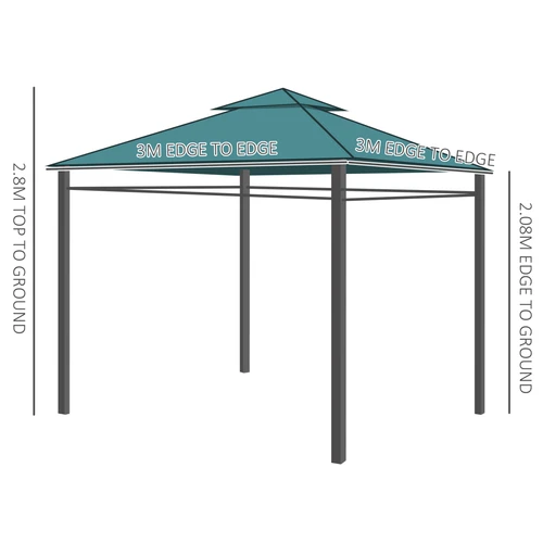 Outsunny Outsunny Metal Garden Gazebo 3 x 3m with Water Resistant Roof for Outdoor Gatherings and Parties - Gazebos