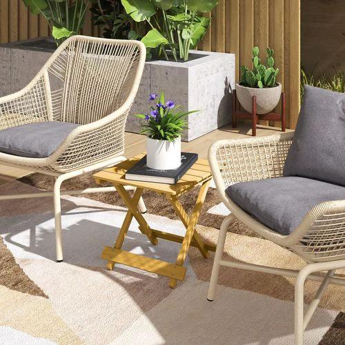 Outsunny Outsunny Wooden Folding Garden Table, Folding Side Table, Nature Wood Finish - Garden Table