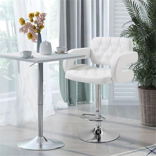 Adjustable Faux Leather Bar Stool with 63.5 to 83.5cm Height and 360° Swivel for Stylish Home or Office Use by N/A