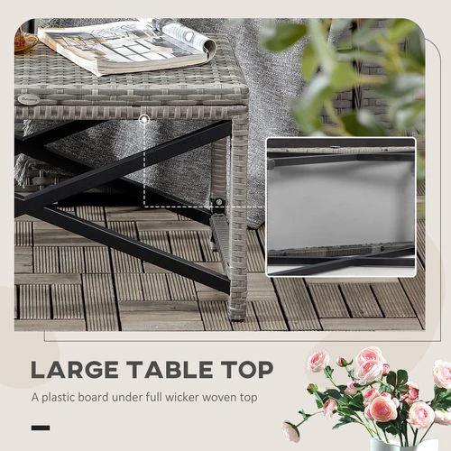 Outsunny PE Wicker Outdoor Coffee Table w/ Plastic Board Under the Full Woven Table Top - Garden Table
