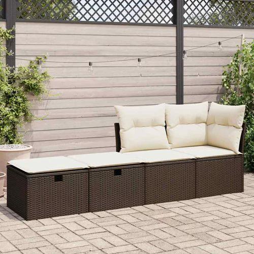 vidaXL 2 Piece Garden Sofa Set with Cushions Brown Poly Rattan Acacia by vidaXL