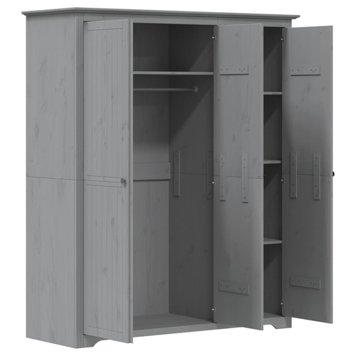 vidaXL vidaXL Wardrobe BODO Grey 151.5x52x176.5 cm Solid Wood Pine - Wardrobe