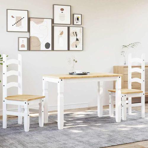 vidaXL 3 Piece Dining Set Panama White Solid Wood Pine by vidaXL