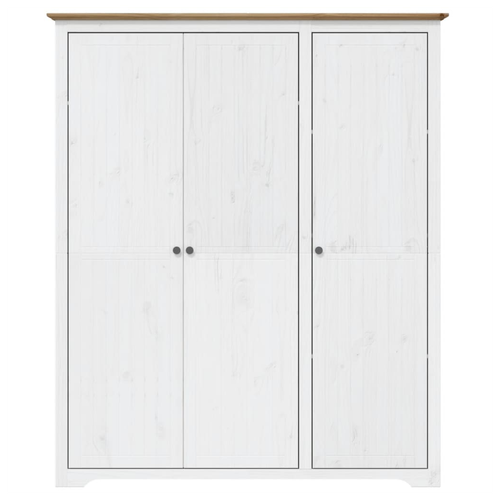 vidaXL Wardrobe BODO White and Brown 151.5x52x176.5cm Solid Wood Pine by vidaXL