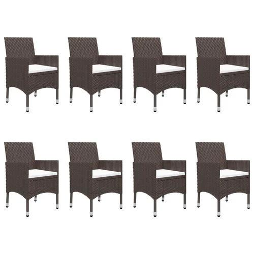 vidaXL 9 Piece Garden Dining Set Poly Rattan and Tempered Glass Brown - Garden Set