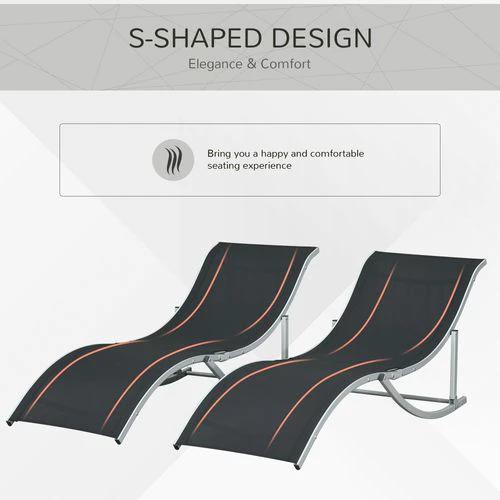 Outsunny Set of 2 Zero Gravity Lounge Chair Recliners Sun Lounger Black by Outsunny