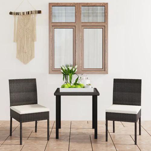 vidaXL vidaXL 3 Piece Outdoor Dining Set with Cushions Poly Rattan Black - Garden Set