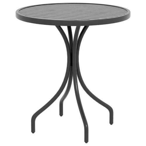 Outsunny Outsunny Round Garden Table Outdoor Side Table with Steel Frame Slat Top Black - Garden Table
