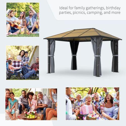 Outsunny 3 x 3.6m Hardtop Gazebo with Aluminium Frame and Curtains by Outsunny