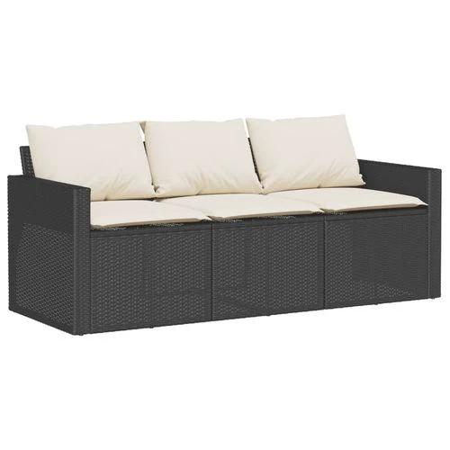 vidaXL 2 Piece Garden Dining Set with Cushions Black Poly Rattan by vidaXL