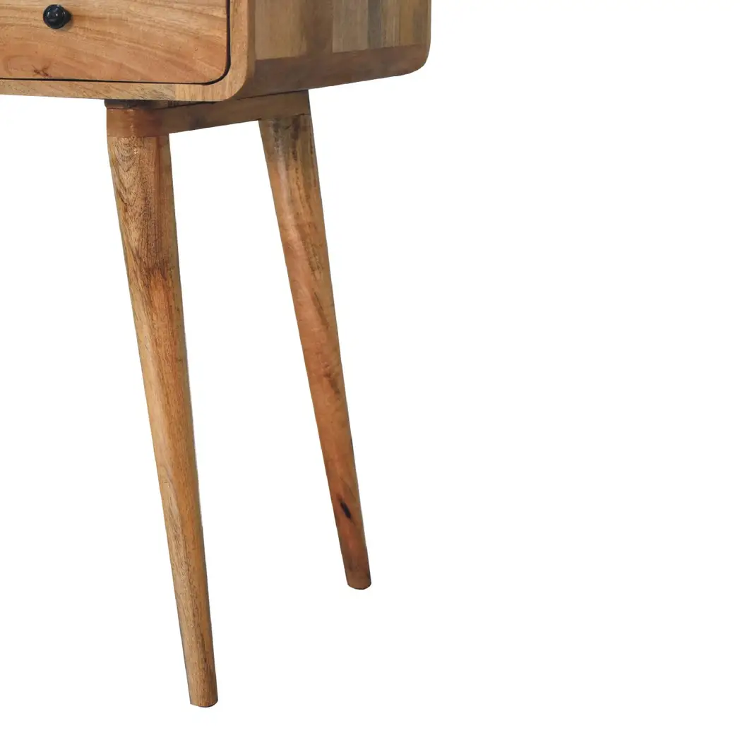 Artisan Furniture Artisan Furniture Solid Wood Curved Oak-ish Writing Desk, 1 Drawer, 1 Shelf, Brown - Desk