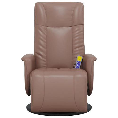vidaXL vidaXL Massage Recliner Chair with Footrest 36 Inch Brown Faux Leather and Vibration Function for Ultimate Relaxation - Recliner