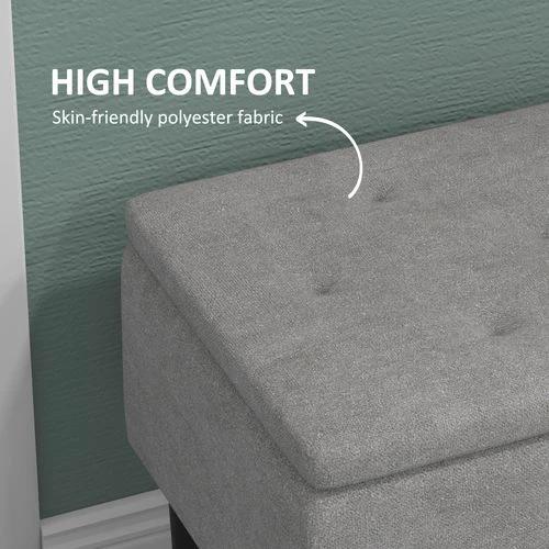HOMCOM HOMCOM 15" Ottoman Storage Box with Wooden Legs and 47L Storage Capacity, Grey - Footstool