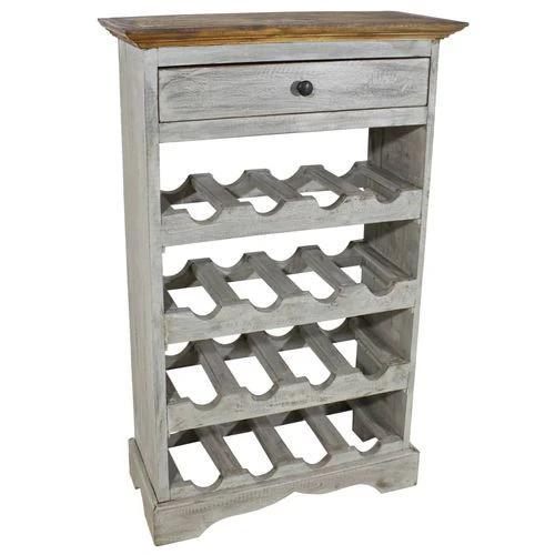 Antique-Style Wine Rack with Solid Reclaimed Wood 55x23x85 cm Featuring Storage Drawer for Wine Collectors by vidaXL