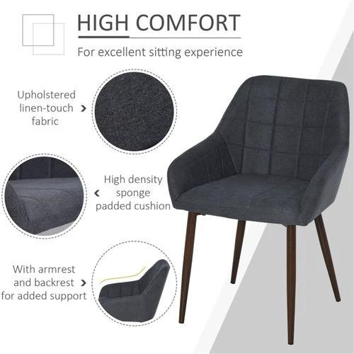 Stylish Dark Grey Dining Chairs Set of Two with Armrests and High Back for Modern Living Spaces by N/A