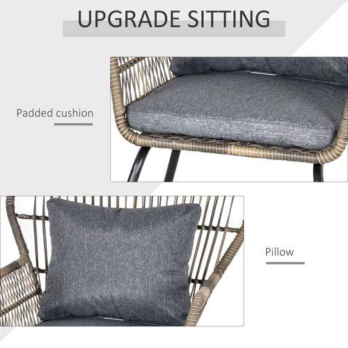 3 PCS Webbed PE Rattan Outdoor Patio Set w/ Cushions Steel Frame Grey Outsunny by Unbranded
