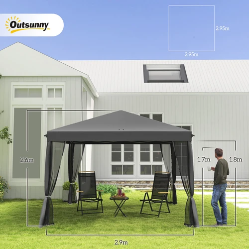 Outsunny Heavy Duty Pop Up Gazebo 3 x 3m with Removable Mesh Sidewalls for Outdoor Events and Parties - Gazebos