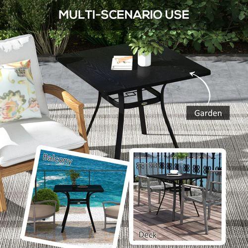Outsunny Garden Table with Metal Tabletop, Steel Frame for Balcony, Porch, Black by Outsunny