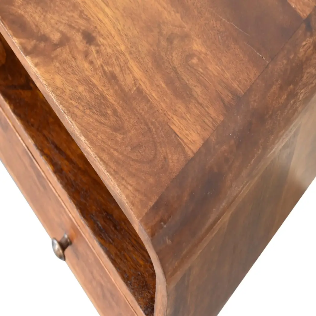 Artisan Furniture Artisan Furniture Solid Wood Mini Chestnut Curved Media Unit with 2 Drawers, Brown, 2Drawers - TV Unit
