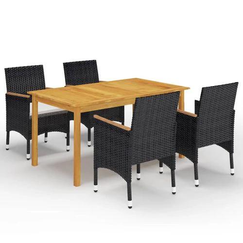 Elegant 5 Piece Acacia Wood Garden Dining Set with Cushions for Outdoor Entertaining by vidaXL