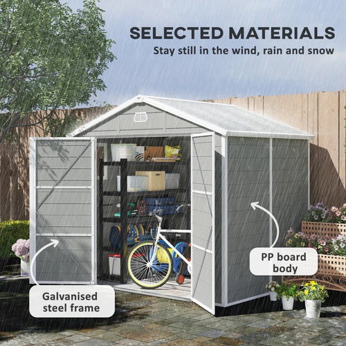 Outsunny Garden Shed 8 x 6ft with Lockable Door and Ventilation for Outdoor Tool Storage by Outsunny