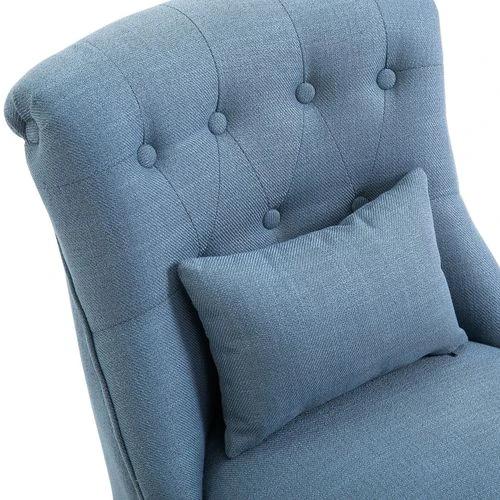 Fabric Single Sofa Dining Chair Upholstered W/ Pillow Solid Wood Leg Living Room by HOMCOM