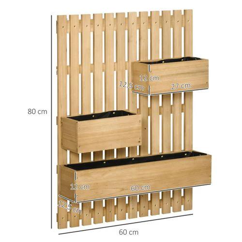 Outsunny Wooden Garden Planters with Trellis Wall-mounted Raised Garden Bed by Outsunny