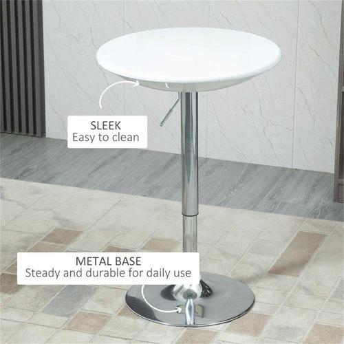 Pneumatic Lift Coffee Bar Table 61 cm Diameter Adjustable Height 76 cm to 97 cm with Swivel Top for Home Bars and Entertaining by N/A