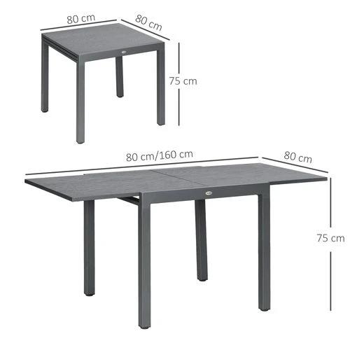 Outsunny Extendable Garden Table for 6 with Aluminium Frame for Patio, Balcony by Outsunny