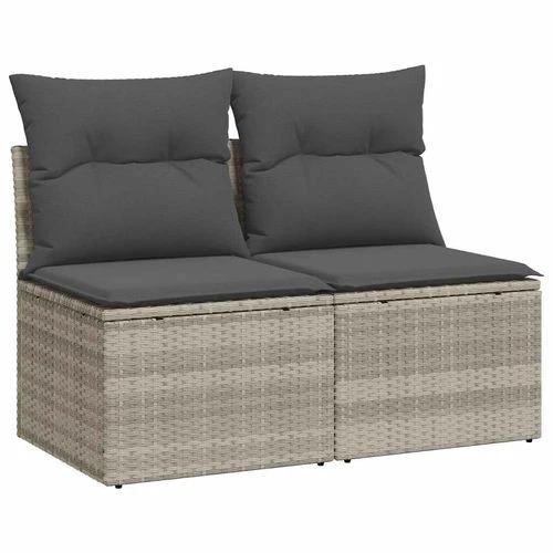 vidaXL vidaXL 4 Piece Garden Sofa Set with Cushions Light Grey Poly Rattan Acacia - Garden Sofa Sets