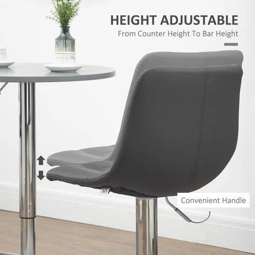 Set of 2, Adjustable Breakfast Dining Stools Swivel and Footrest, Grey by HOMCOM