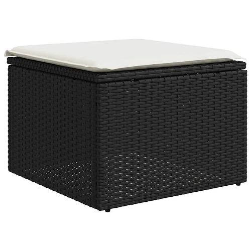 vidaXL 2 Piece Garden Sofa Set with Cushions Black Poly Rattan Acacia by vidaXL