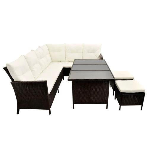 vidaXL 4 Piece Garden Lounge Set with Cushions Poly Rattan Brown - Garden Sofa Sets