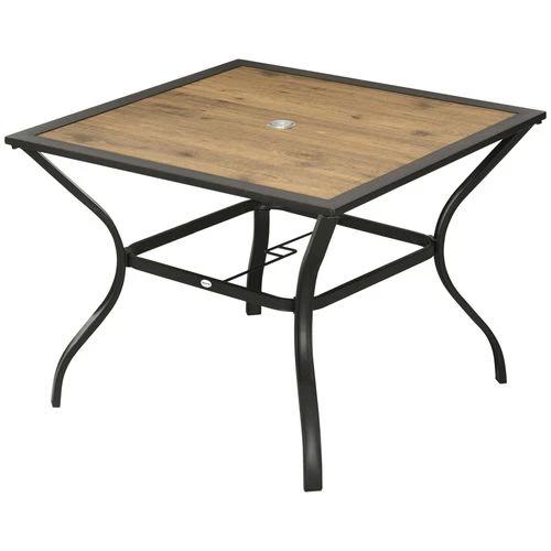 Outsunny Outsunny Garden Table with Parasol Hole w/ PC Board Tabletop for 4 Persons - Garden Table
