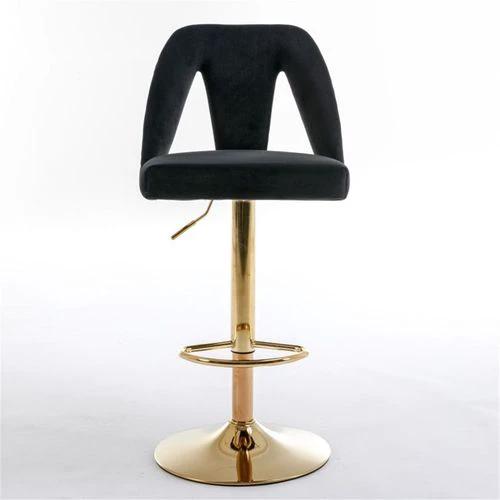 N/A Elegant Velvet Bar Stool with Adjustable Height and 360 Degree Rotation for Stylish Home or Office Use - Bar Stool