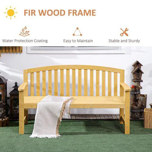 2 Person Garden Bench Wooden Outdoor Furniture with Armrest Orange by Outsunny
