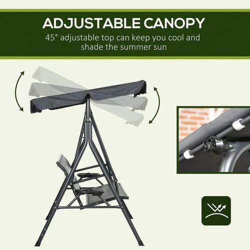 Outsunny Outsunny 3 Seater Garden Swing Seat Bench with Adjustable Canopy, Rattan Seat - Hammocks
