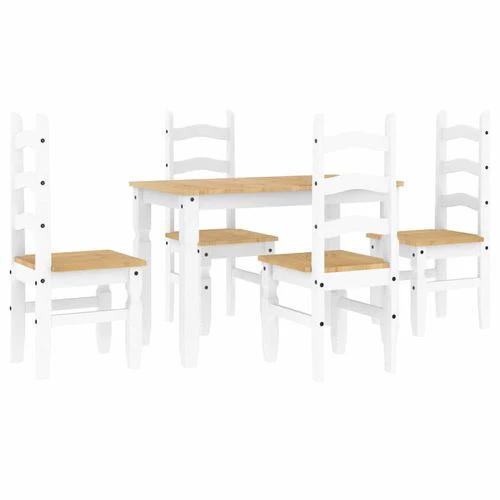 vidaXL 5 Piece Dining Set Panama White Solid Wood Pine by vidaXL