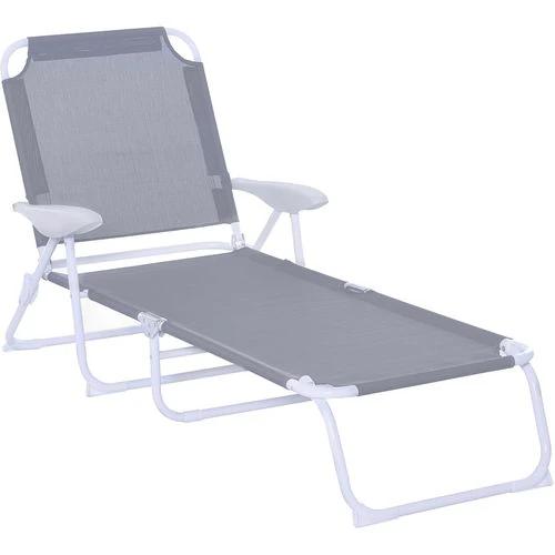 Outsunny Outsunny Folding Sun Lounger Garden Reclining Lounge Chair 4Level Backrest - Sun Lounger