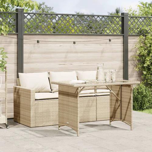 vidaXL vidaXL 2 Piece Garden Dining Set with Cushions Beige Poly Rattan - Garden Set