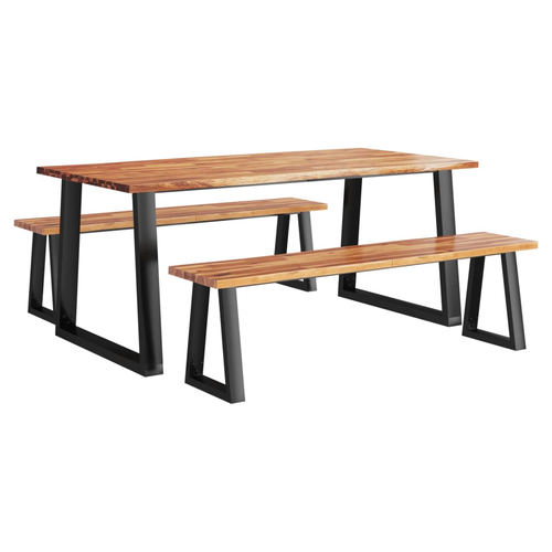 vidaXL vidaXL 3 Piece Dining Set with Live Edge Solid Wood Acacia - Dining Set