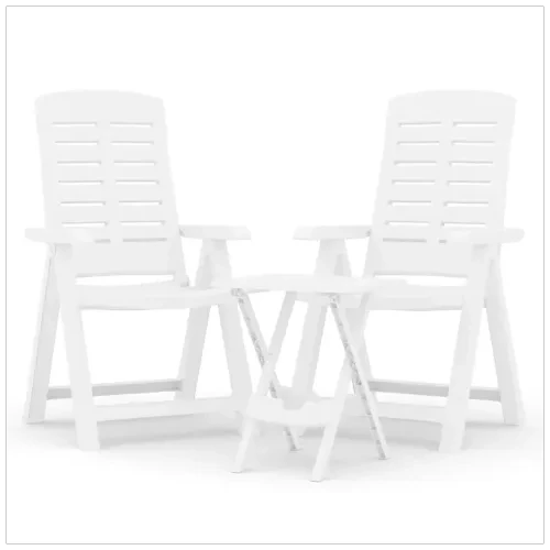 Durable White Polypropylene Garden Dining Set with Foldable Design for Outdoor Entertaining by vidaXL