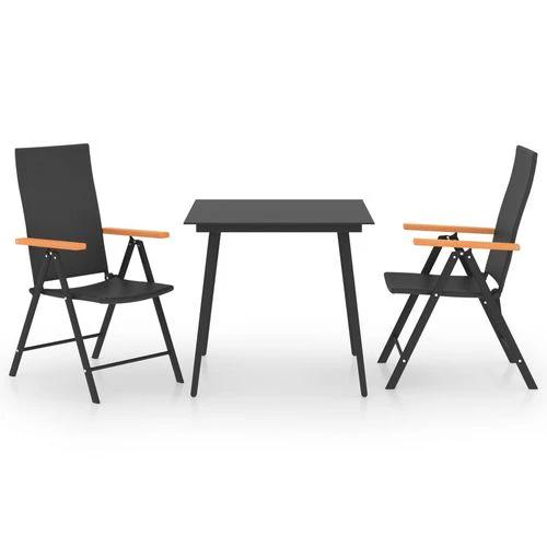 vidaXL Stylish 3 Piece Garden Dining Set with Weather-Resistant Chairs and Easy-Clean Glass Top for Outdoor Entertaining - Garden Set