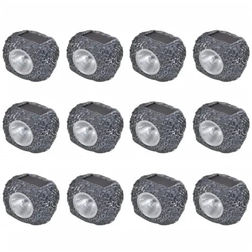vidaXL Outdoor Solar Powered LED Spotlight Stone Shape 12 pcs - Spotlight