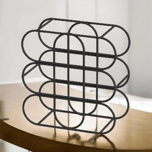 Cast Iron Effect Wine Rack 13 Inch for 9 Bottles with Ornate Side Detail for Wine Enthusiasts by MSL