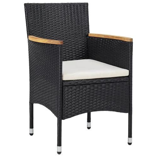 5 Piece Garden Dining Set Poly Rattan and Solid Wood Black by vidaXL
